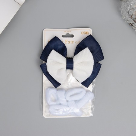 Suzi hair set (clamp 8 cm, 6 elastic bands 2.5 cm) classic, blue-white