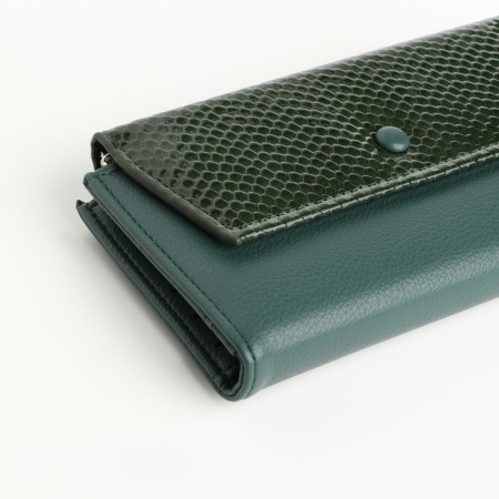 Women's wallet on magnets, green color-2