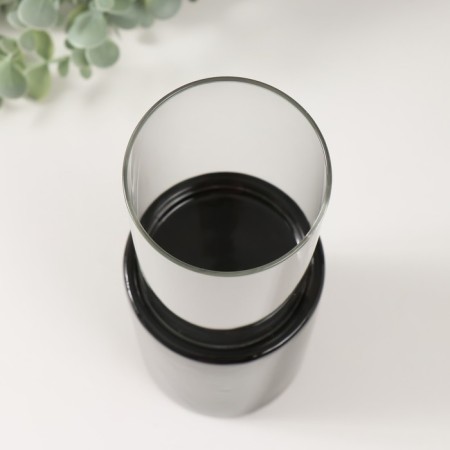 Ceramics candlestick, glass for 1 candle "chrome" d = 7.5 cm black 9.2x9.2x29.5 cm-2