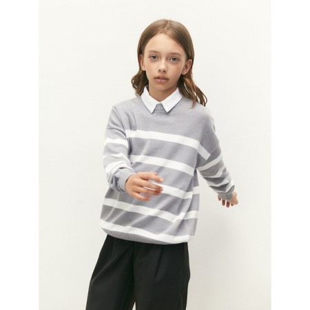 Sweater Knitted Children's Amarobaby Strip, Height 152 cm, Gray Color-6