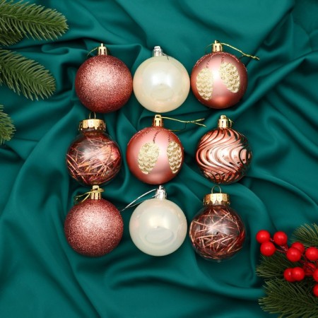 Set of balls plastic D-6 cm, 9 pcs "Melody" Disco of cones, white pink