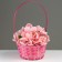 Wicker basket, 20.5 × 9.5 × 33 cm, pink, bamboo