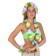 Set of Hawaiian theme 4 in 1: necklace, wreath, 2 bracelets, multicolored flowers
