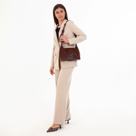 Women's bag with lightning, brown color-7