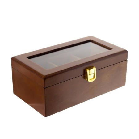 Casket wood 2 compartments for clocks and jewelry "Style" Brown 10.5x7x19.2 cm-6