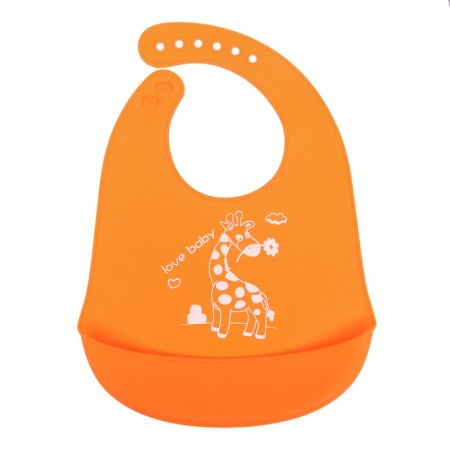 Bibslate for feeding silicone with pockets, orange color-2