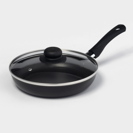 Consul pan, d = 22 cm, glass cover, anti -stick coating, black color