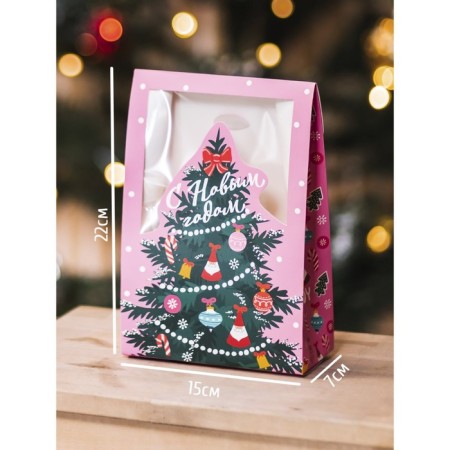 Folding box "Pink Sweets", 15 x 7 x 22 cm, New Year-1