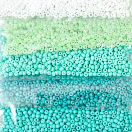 Round beads "shades of green" 8 colors x 10 grams-3