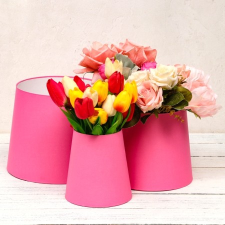 Set of boxes 3V1 reverse cone "Tenderness", pink without covers 10 -14 x 15-19 x 20-24