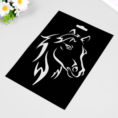 Plastic stencil "Horse head No. 1" 20x29cm-1