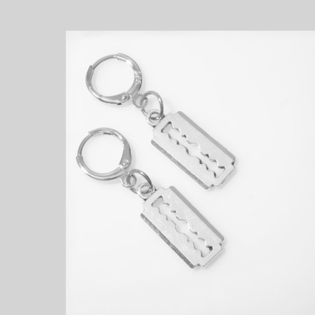 Earrings Metal "blade", silver color-1