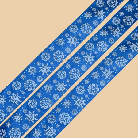 A satin ribbon "Snow Waltz", blue, 4 cm × 5 m-2