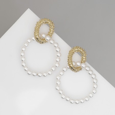 Earrings with pearls "bead" interweaving of feelings, color gold