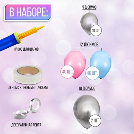Balloons for the photo zone "Gender Pati", a set of 92 pcs.-2