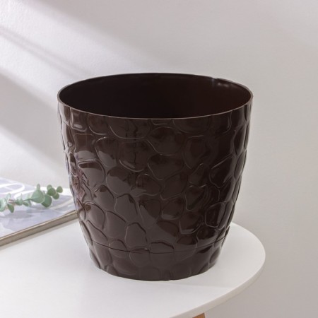 Pot with the pallet "pebbles", 8 l, chocolate color-1