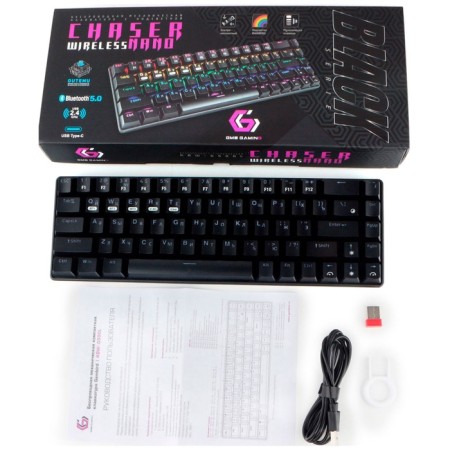 Keyboard Bespr. Mean. Gembird KBW-G500L, BT 5.0/2.4GHz, met, overpass Outemu Blue, 68 cl 108145-4