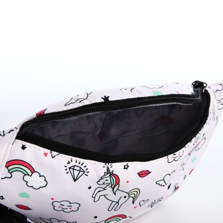 Youth backpack from textiles on a zipper, 3 pockets, waist bag, light pink color-9