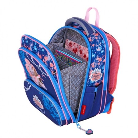Frame backpack 36 x 28 x 11 cm, Across 198, filling: bag, blue/pink ACR22-198-4-5