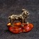 Souvenir "Baran with a bell", brass, amber, 3x2.5 cm