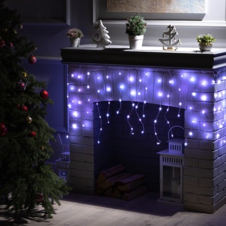 Smart garland "fringe" 2 × 0.4 m dew, IP20, silver thread, 99 LED, remote control, application, glow RGB, USB-3