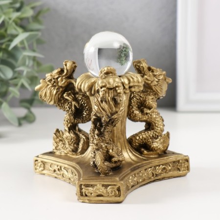 NECSK Polystone Bronze "Dragons with a glass ball" 8x12x12 cm