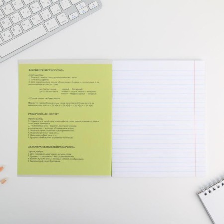 Substance notebook 48 sheets, A5, characters, with reference materials “September 1: Russian language”, covered Cardboard 230 gr., Inner block in the line of 80 gr., Whiteness 96%-3