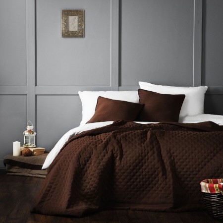 Kaspian set: cover 160 x 220 cm, pillowcase 40 x 40 cm - 2 pcs, brown color-1