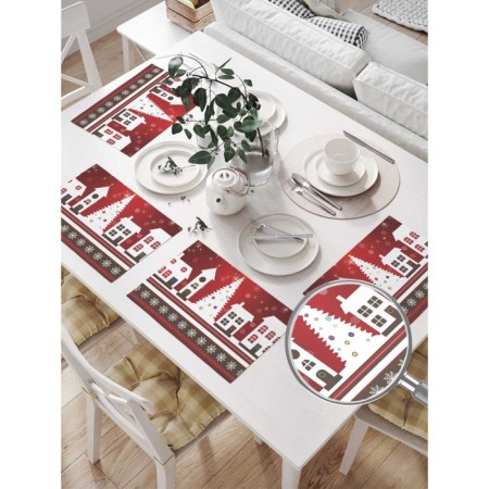 A set of napkins for setting the Christmas City table, rectangular, size 32x46 cm, 4 pcs-1