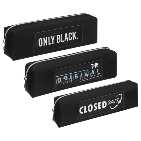 Penal soft, 1 compartment, 60 x 200 x 55 mm, voluminous, artificial leather application, Devente only black, mix*3vid