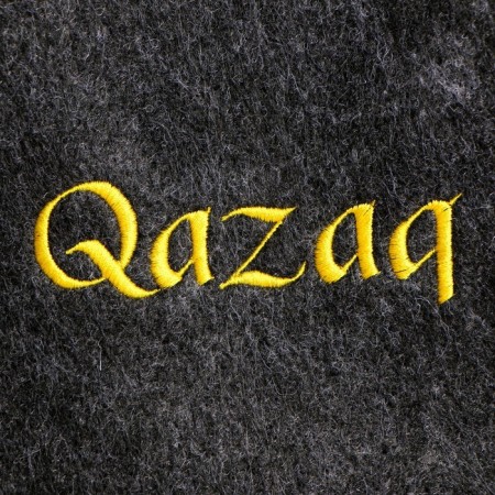 Bath cap with embroidery "QAZAQ" gray-1