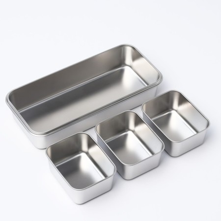 Stainless steel container 3 sections, 33 × 15.5 × 7 with a lid-3