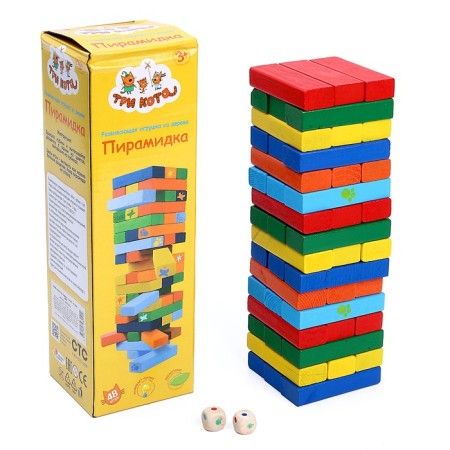 Board game Pyramid Wooden Tower "Three Cats"-1