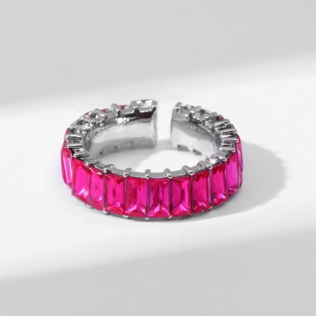 Ring "Trend" parallel, bright pink color in silver, dimensionless (from 17 size)-1