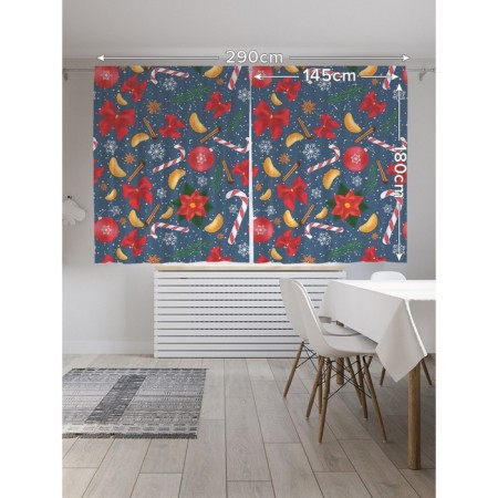 Photostes "New Year's Pattern with Poinsettia", Oxford, size 145x180 cm, 2 pcs