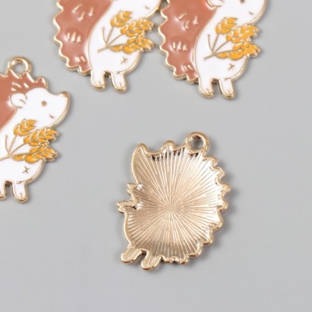 Decor for creativity Metal "Hedgehog with a branch" Emal 2.8x2 cm-1