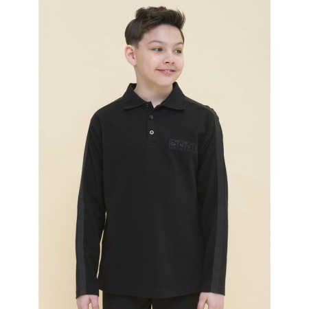 Polo for a boy with a long sleeve Pelican, height 128 cm, black color