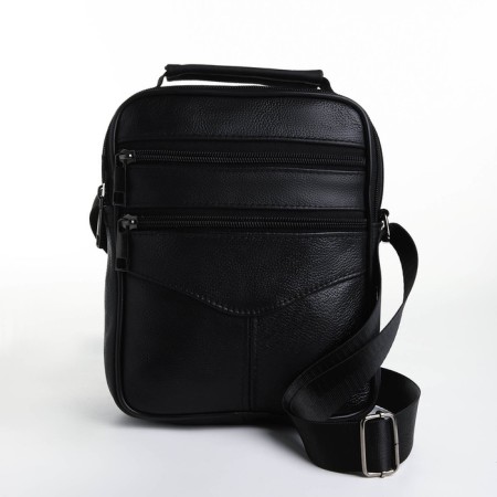 Male bag on lightning, long belt, black color-1