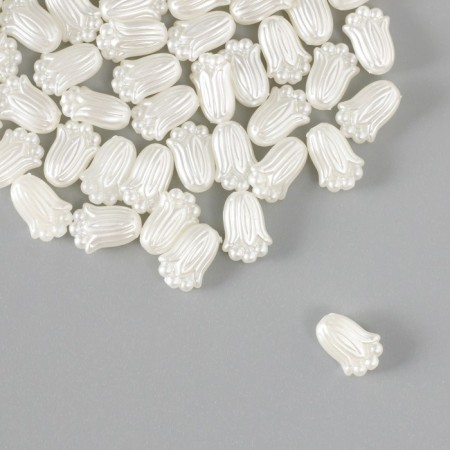 Beads for creativity plastic "Pearl valley" set 60 pcs white 0.8x1.2x0.5 cm-1