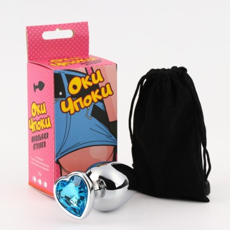 Anal traffic jam-hoods, silver, blue crystal, d = 40 mm-4