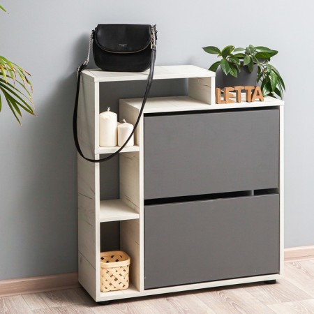 Vertical shoe ultra plus, 750 × 246 × 859 mm, 2 sections, color of oak craft white / graphite