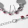 Set 4 objects: earrings, necklaces, bracelet, “heart” ring in circles, pink color in silver