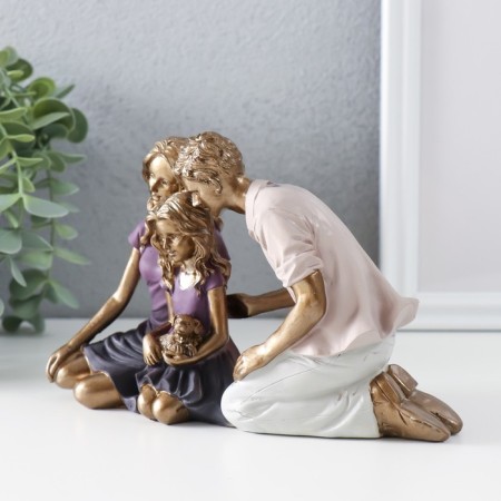 Souvenir Polystone "Parents, I and our puppy" bronze, purple 17.5x7.5x12 cm-3