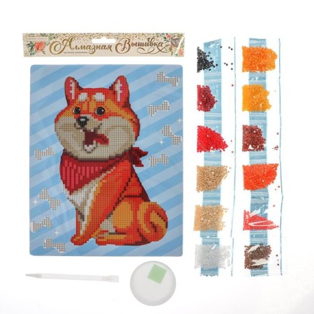 Diamond mosaic with partial filling for children "Fluffy Dog", 20 x 25 cm-4