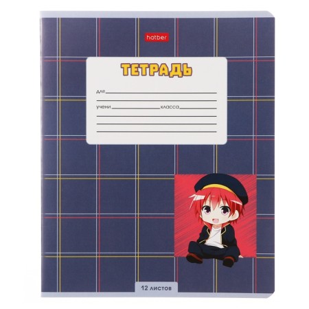 Notebook 12 sheets in the “Anime Boys” cage, covered cardboard, mix-4