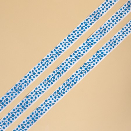 A satin decorative ribbon “Christmas tree toys”, white, 1.5 cm × 5 m-1