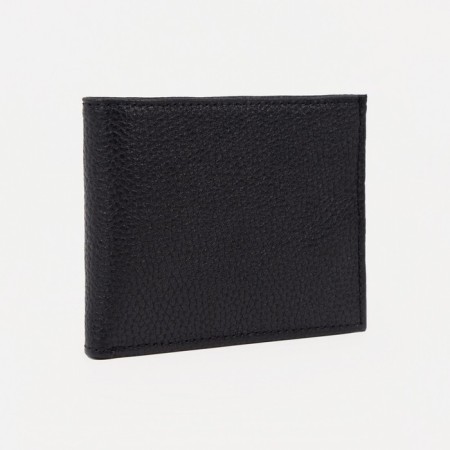 Male purse on the button, for bills, for cards, black color