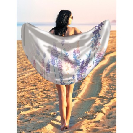 Pareo and beach rug "Lavender Morning", D = 150 cm