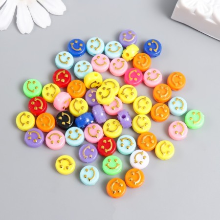 Beads for creativity Plastic "Golden Smiley on Bright" set of 20 g 0.6x1x1 cm