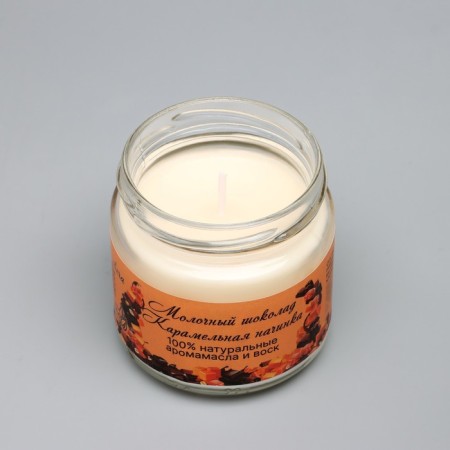 Natural eco candle "Dairy chocolate with caramel", 7x7.5 cm, 14 hours-3